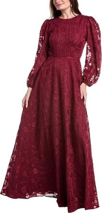 Rene Ruiz Bishop Sleeve Ornate Texture Empire Gown