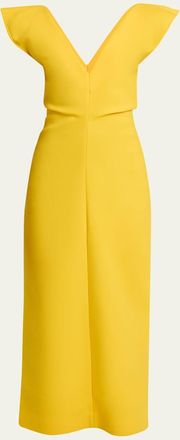 Proenza Schouler Mariam Flutter-Sleeve Wool Scuba Maxi Dress