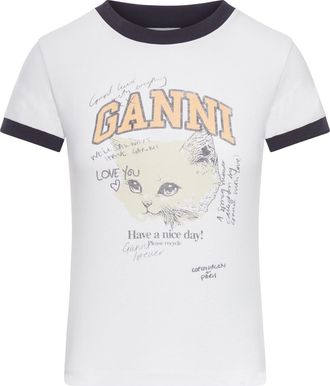 Ganni COTTON T-SHIRT WITH PRINT - Ganni - Woman