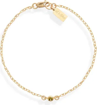 Set & Stones Cubic Zirconia Birthstone Pendant Bracelet in Gold/august at Nordstrom