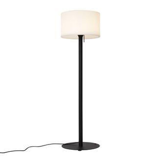 QAZQA L&aacute;mpara pie exterior negra pantalla blanca IP44