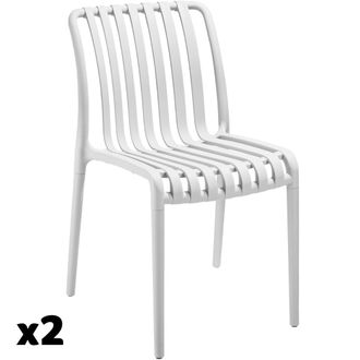 TecTake 2 sillas de jard&iacute;n resistentes a la intemperie y apilables, blanco