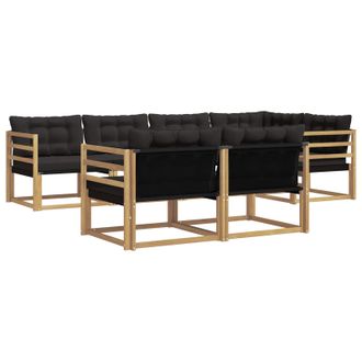vidaXL Conjunto De Sof&aacute;s De Exterior Con Coj&iacute;n 7 Pcs Blanco Y Negro Vidaxl