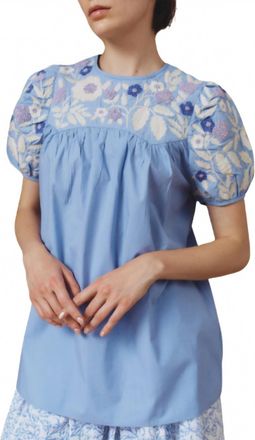 Thierry Colson Olympia Printed Bateau Neckline Blouse In Baby Lavander