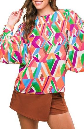 Flying Tomato Geometric Print Top in Ivory at Nordstrom Rack, Size Medium