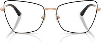 Jimmy Choo London 56mm Irregular Optical Glasses in Rose Gold/Black /Demo Lens at Nordstrom