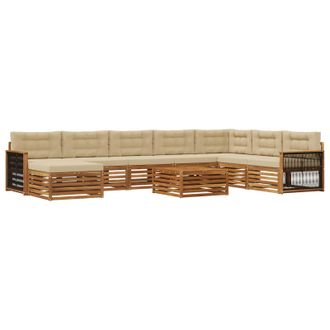 vidaXL Conjunto De Sof&aacute;s De Exterior 9 Uds. Natural Y Beige Vidaxl