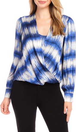 Karen Kane Tie Dye Drape Front Satin Top in Print at Nordstrom, Size X-Small