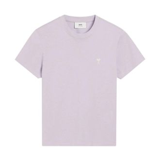 Ami T-Shirts, male, Pink, Size: 2XL Short Sleeve Crewneck T-shirt Lilac