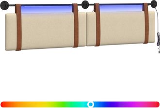 vidaXL Cabecero Colgante Con Luz Led Crema Pu Antiguo Vidaxl