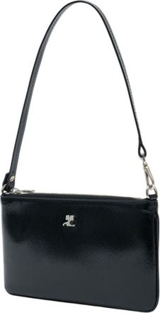 Courr&egrave;ges Womens Calfskin Leather Shoulder Bag Black