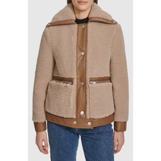 Andrew Marc Zepita Faux Shearling Bomber Jacket in Mushroom at Nordstrom Rack, Size X-Large