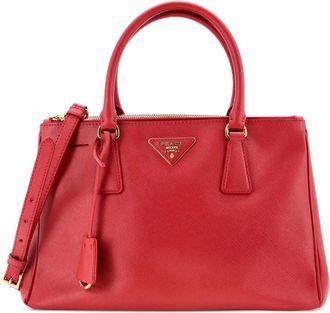 Prada Double Zip Lux Saffiano Leather Medium tote bag - Rosso