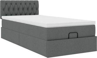 vidaXL Cama Otomana Con Colch&oacute;n Gris Oscuro 90x200 Cm Tela Vidaxl
