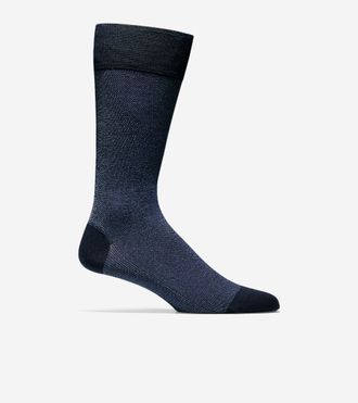 Cole Haan Mens Pique Textured Crew Socks - Blue