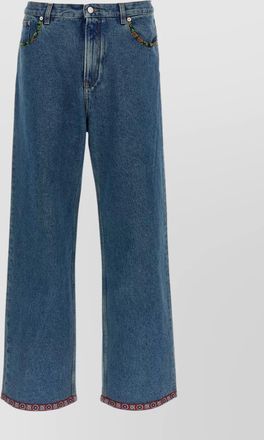 Valentino Garavani floral insert jeans with rivet and embroidery