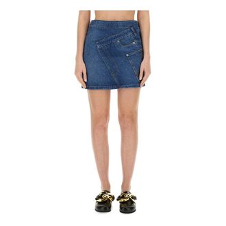 J.W.Anderson Rokken, Dames, Blauw, S, Denim, Twisted Mini Skirt