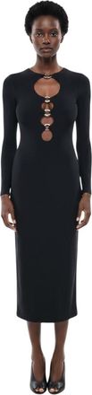 Burberry Black Round Neck Midi Dress