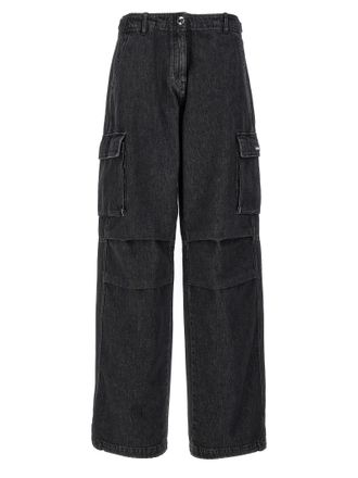 Coperni Womens Denim Wide Leg Cargo Jeans