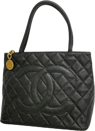 Chanel Black Grained Calfskin Tote Bag (Pre-Owned)