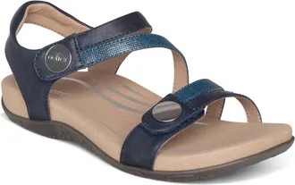 Aetrex Womens Jess Quarter Strap Sandal In Navy