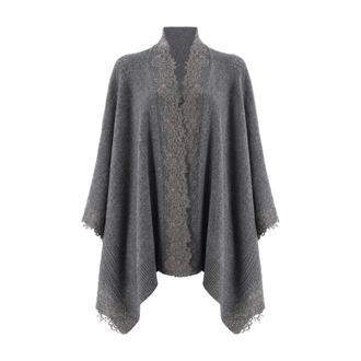 Ermanno Scervino Jassen, Dames, Grijs, ONE Size, Asymmetrische Gebreide Stola