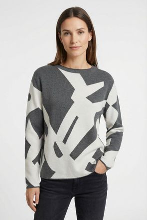 Rabe Strickpullover RABE, Damen, Gr. 38, granit, Strick, Obermaterial: 50% Polyester, 30% Viskose, 20% Polyamid, gemustert, normal h&uuml;ftbedeckend, Rundhals,