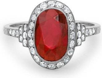 Pragnell platinum Edwardian Burmese ruby ring - women - Platinum/Diamond/Ruby - L - Silver