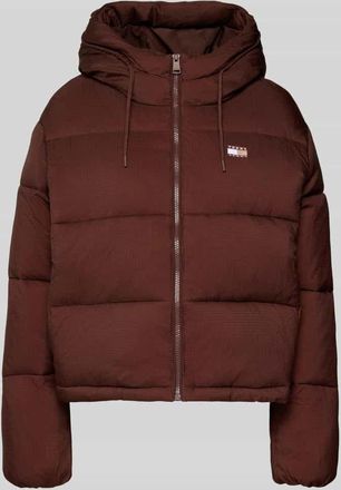 Tommy Jeans Regular Fit Steppjacke mit Kapuze in Dunkelbraun, Größe XL