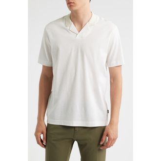 BOSS Pye Textured Johnny Collar Polo in Open White at Nordstrom, Size Xx-Large