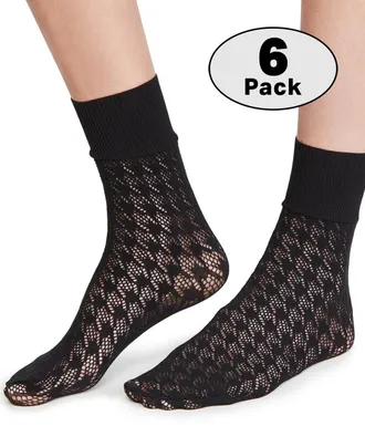 Wolford Black Dylan Houndstooth Net Socks Set of 6