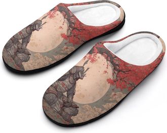 Generic Japanese Samurai Armor Mens Slippers Memory Foam Winter Warm Sandals Slip On House Shoes Size 7-14