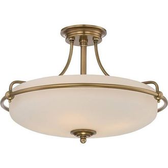 Netlighting Griffin 4 Light Semi Flush Ceiling Light Weathered Brass E27 in Yellow