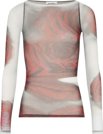 Jean Paul Gaultier Womens Top The Red Blurry Roses White Polyamide Tops
