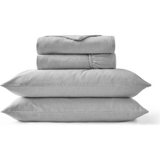 Christy Flannel Marl Brushed Cotton Sheet Set Bundles in Silver at Nordstrom, Size Queen