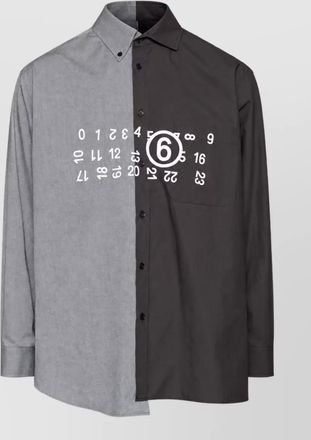 Maison Margiela logo-print panelled cotton long-sleeve shirt