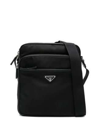 Prada triangle-logo messenger bag - men - Nylon/Calf Leather - OS - Black