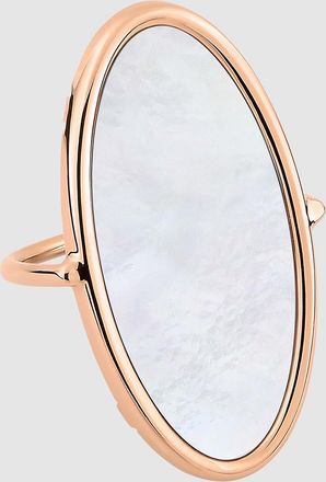 Ginette NY Bague Ellipse Nacre Blanche Or Rose