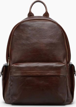 Brunello Cucinelli Mens Leather Backpack Brown - Size: OS