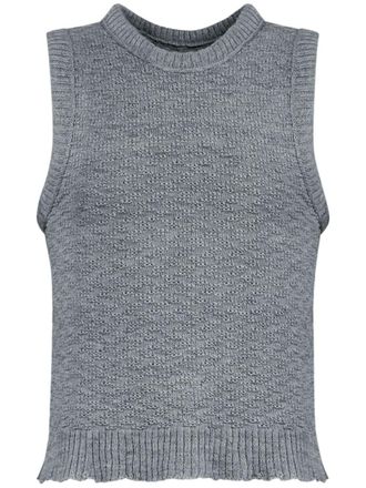 Maison Margiela screw-neck knitted tank top - men - Wool/Linen/Flax - M - Grey