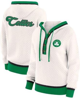 WEAR by Erin Andrews Womens WEAR by Erin Andrews Cream Boston Celtics Plus Size Hoodie Sweater at Nordstrom, Size 2X