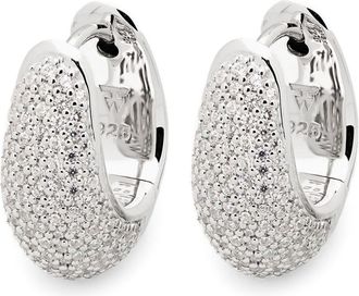 Tom Wood Ice Hoop Earrings - Womens - White Rhodium Plated Sterling Silver/Cubic Zirconia