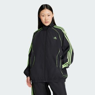adidas Originals ADIDAS Originals Womens Teamgeist Adicolor Oversized Woven Track Top - Black - Size X-Large
