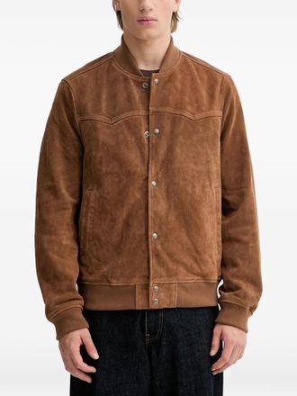 AllSaints buttoned leather jacket - men - Calf Leather/Recycled Polyester/Recycled Cotton/Recycled Polyester/Elastane - L - Brown