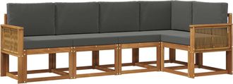vidaXL Conjunto De Sof&aacute;s De Exterior 5 Uds. Natural Y Antracita Vidaxl