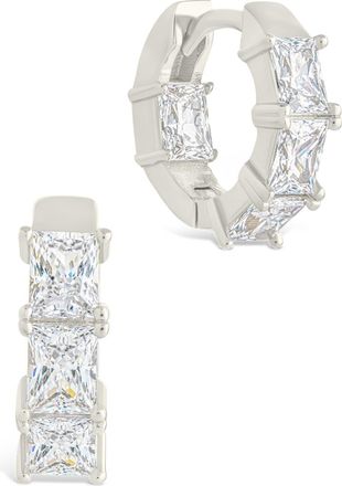 Sterling Forever Cosima Baguette CZ Hoops