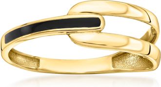 Canaria Canaria 10kt Yellow Gold Open-Space Ring With Black Enamel