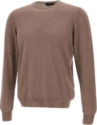 Gran Sasso Maglione girocollo con dettagli a coste - Marrone