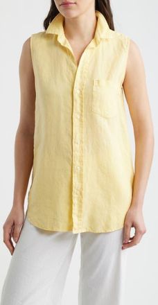 Frank & Eileen Finley Sleeveless Linen Button-Up Shirt in Sunshine at Nordstrom, Size X-Small