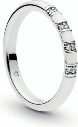 Pandora Zilveren Ring Met Heldere Zirkonia En Wit Emaille - Dames - Ringen - Grijs - 50 MM - Accessoires
